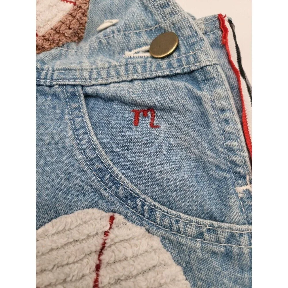 VTG Marsha Denim Custom Overalls Baseball‎ 18 M Embroidered MARSHA USA Vintage